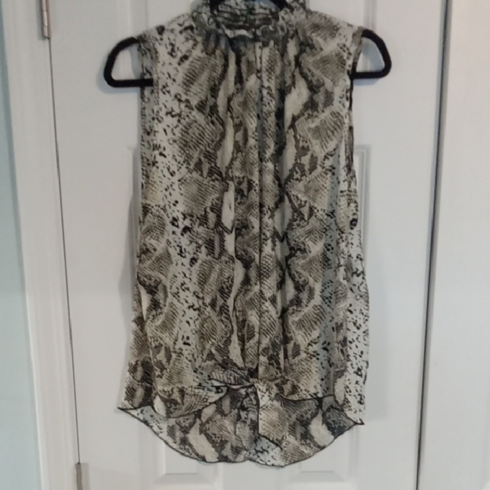 Elegant Sleeveless Snake Print Blouse